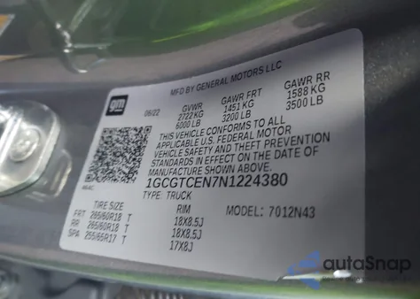 2022 Chevrolet Colorado from USA, damaged, VIN 1GCGTCEN7N1224380